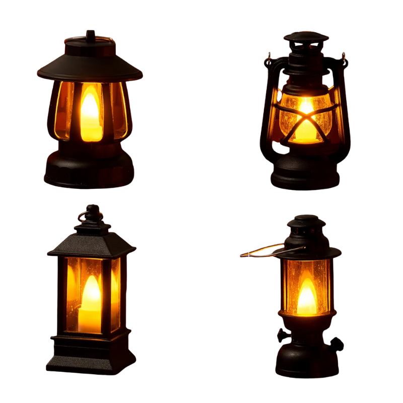 LumiNest™ Mini Retrolampa – Mysigt ljus för dockhus, hyllor och små detaljer