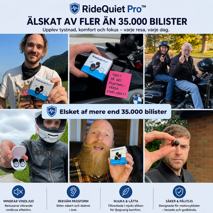 RideQuiet Pro™ Motorcykelöronproppar – Hjälper till att minska vindljud under körning