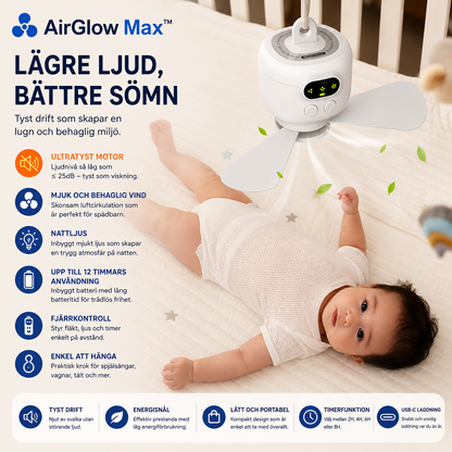 AirGlow Max™ Takfläkt – Uppladdningsbar fläkt med belysning för utomhusbruk