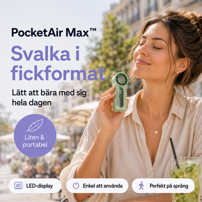 PocketAir Max™ Handfläkt – Uppladdningsbar minifläkt för vardagens varma dagar