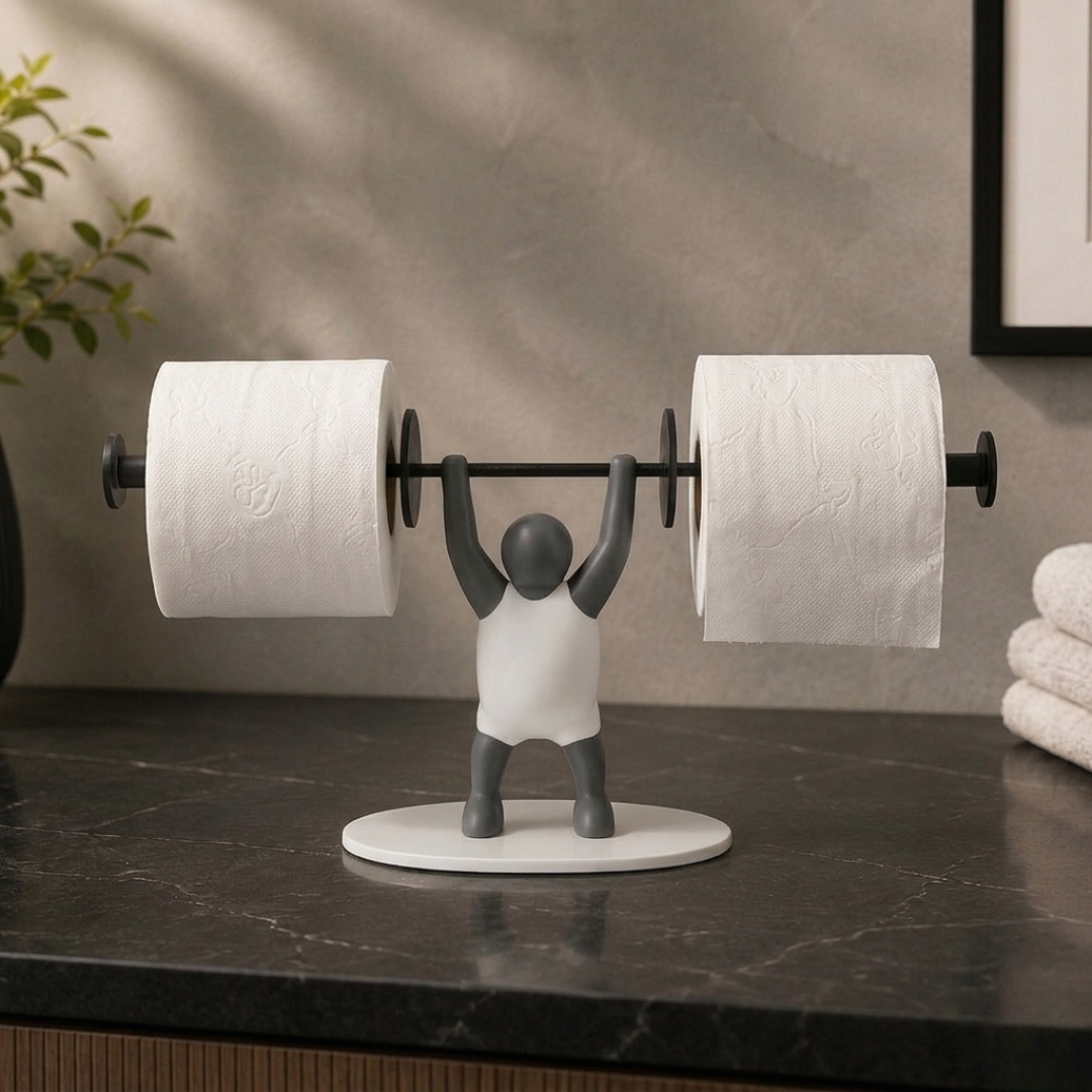 MuscleBuddy™ Toalettpappershållare – Rolig badrumsdekoration som imponerar på gästerna