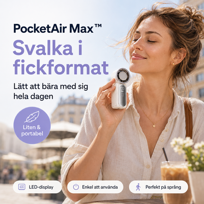 PocketAir Max™ Handfläkt – Uppladdningsbar minifläkt för vardagens varma dagar