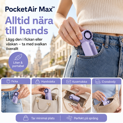 PocketAir Max™ Handfläkt – Uppladdningsbar minifläkt för vardagens varma dagar