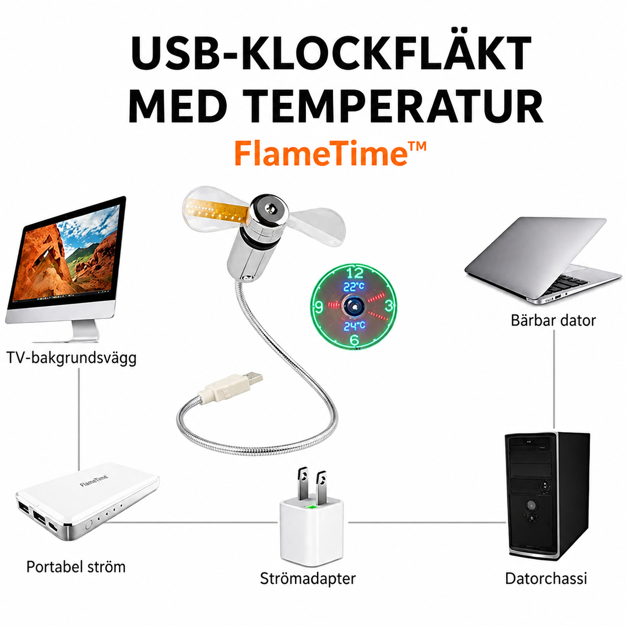 FlameTime™ Multifunktionellt Tändare – Elegant design med integrerad klocka