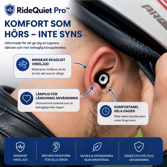 RideQuiet Pro™ Motorcykelöronproppar – Hjälper till att minska vindljud under körning
