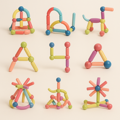 MagnaBuild Kids™ Magnetiska Byggstavar – Kreativ lek som utvecklar fantasi och motorik