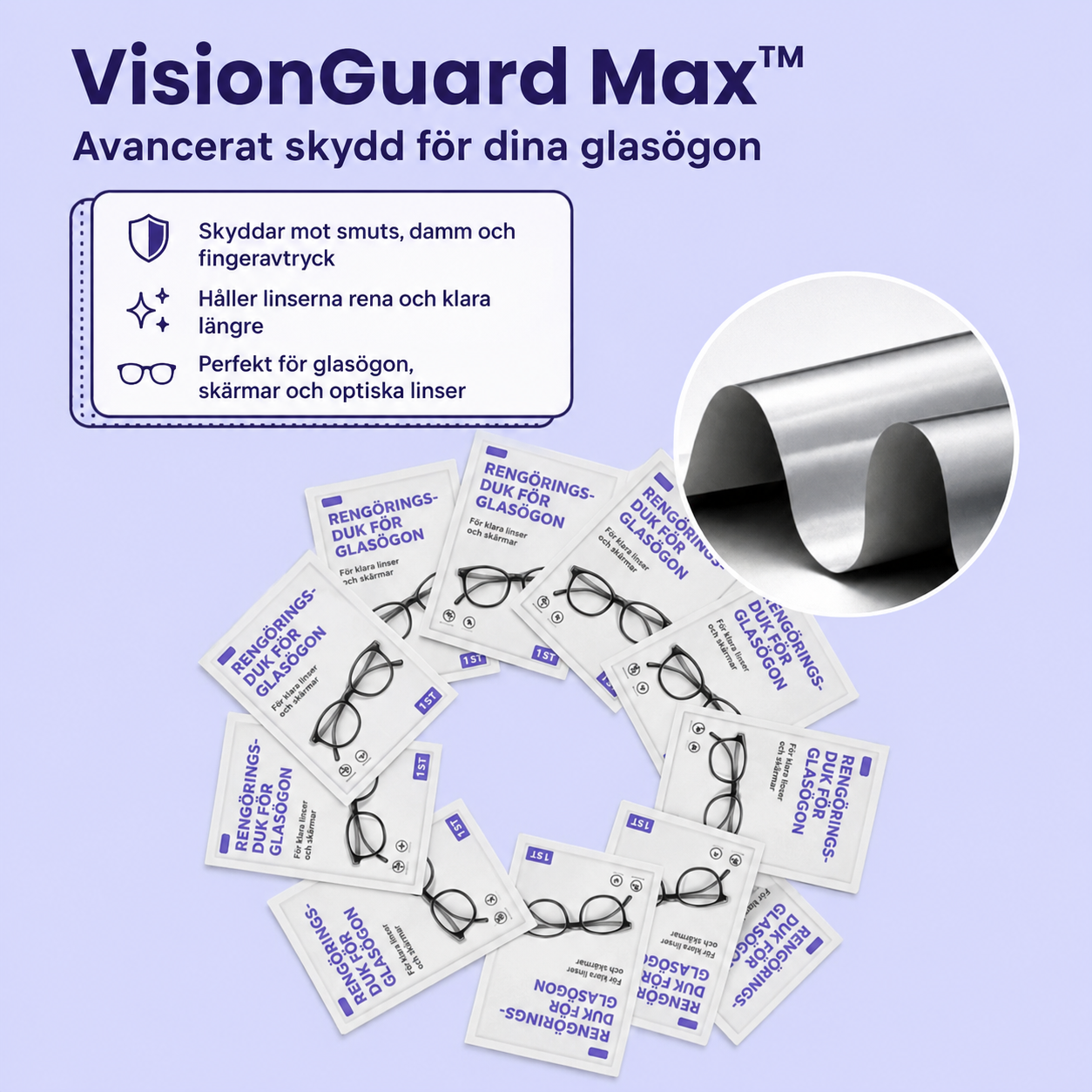 VisionGuard Max™ Glasögonduk – Praktisk anti-imlösning för vardagsbruk (100 stycken)