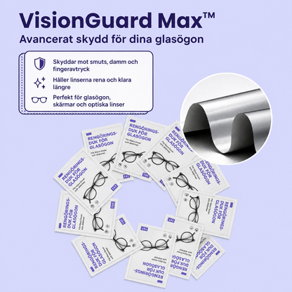 VisionGuard Max™ Glasögonduk – Praktisk anti-imlösning för vardagsbruk (100 stycken)