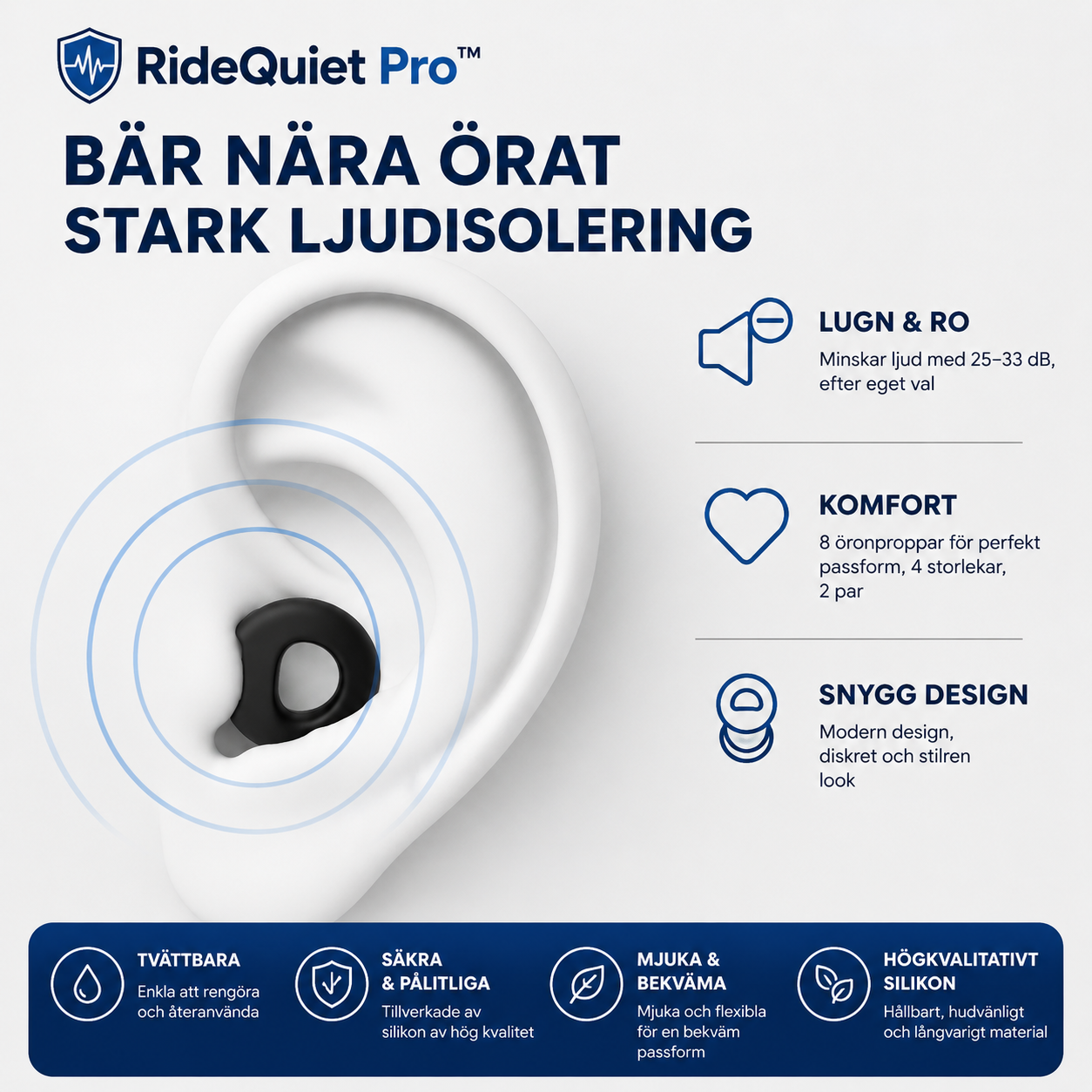 RideQuiet Pro™ Motorcykelöronproppar – Hjälper till att minska vindljud under körning