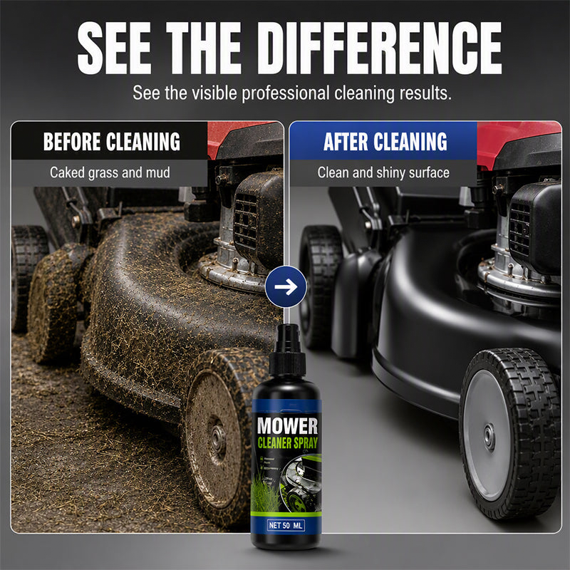 Powerful cleaning and degreasing spray for lawn mowers