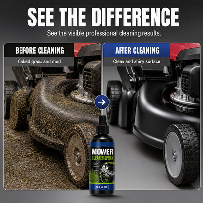 Powerful cleaning and degreasing spray for lawn mowers