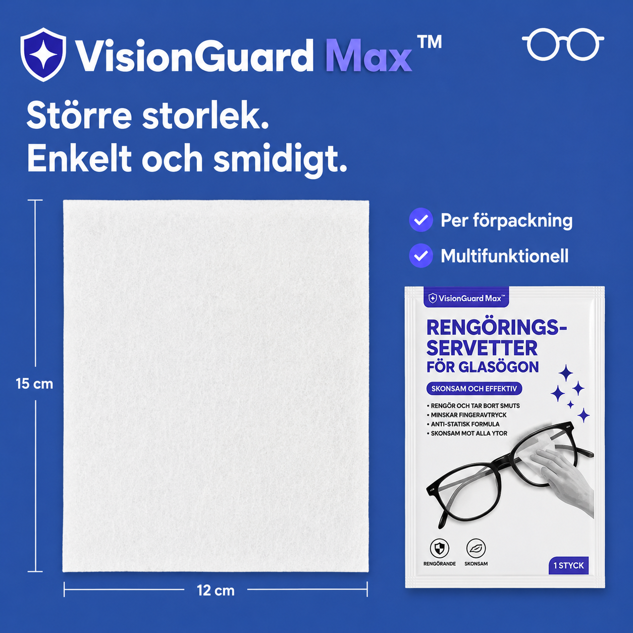 VisionGuard Max™ Glasögonduk – Praktisk anti-imlösning för vardagsbruk (100 stycken)