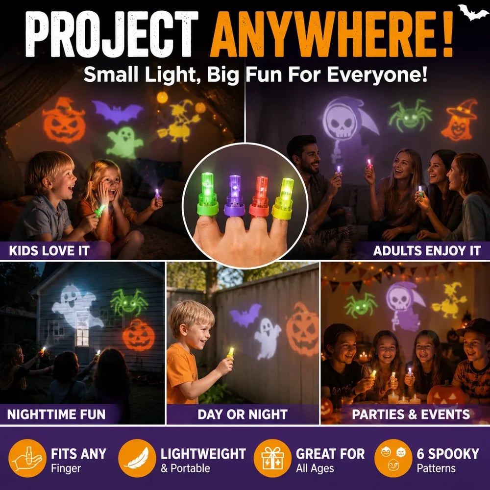 Halloween Pattern Finger Projector Lights (4 pack)