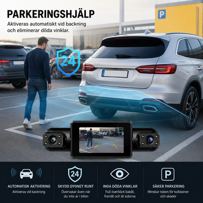 DriveGuard Max™ Dashcam – Full HD-inspelning med flera kameravinklar