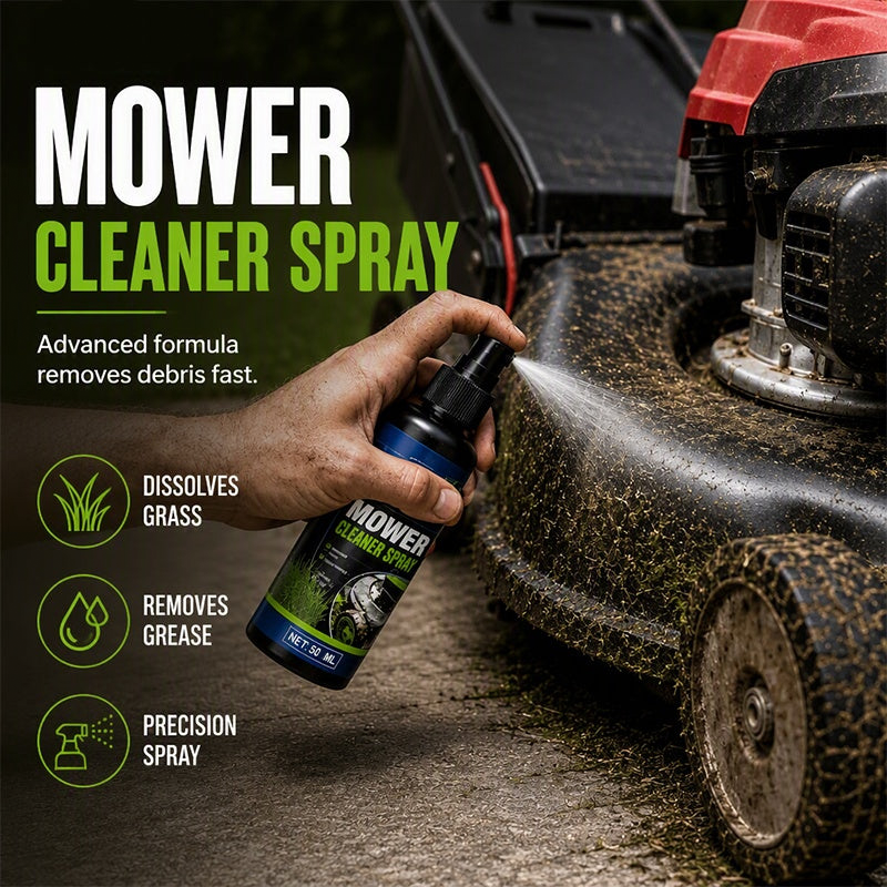 Powerful cleaning and degreasing spray for lawn mowers