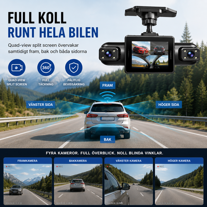 DriveGuard Max™ Dashcam – Full HD-inspelning med flera kameravinklar