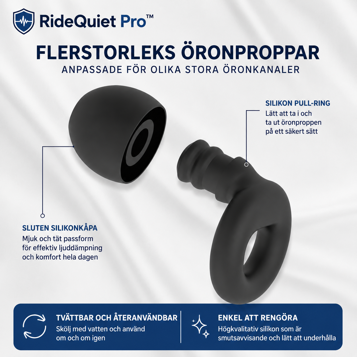 RideQuiet Pro™ Motorcykelöronproppar – Hjälper till att minska vindljud under körning