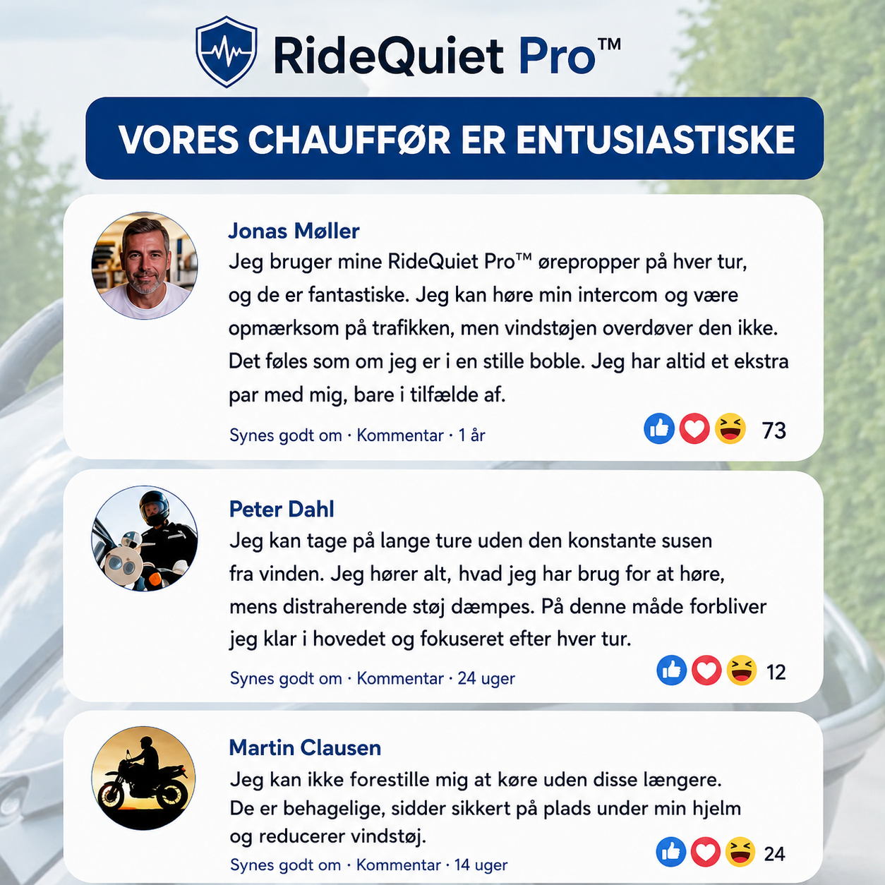 RideQuiet Pro™ Motorcykelöronproppar – Hjälper till att minska vindljud under körning