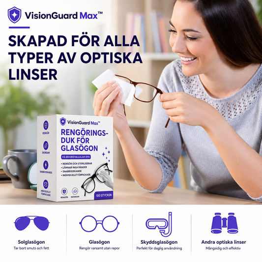 VisionGuard Max™ Glasögonduk – Praktisk anti-imlösning för vardagsbruk (100 stycken)