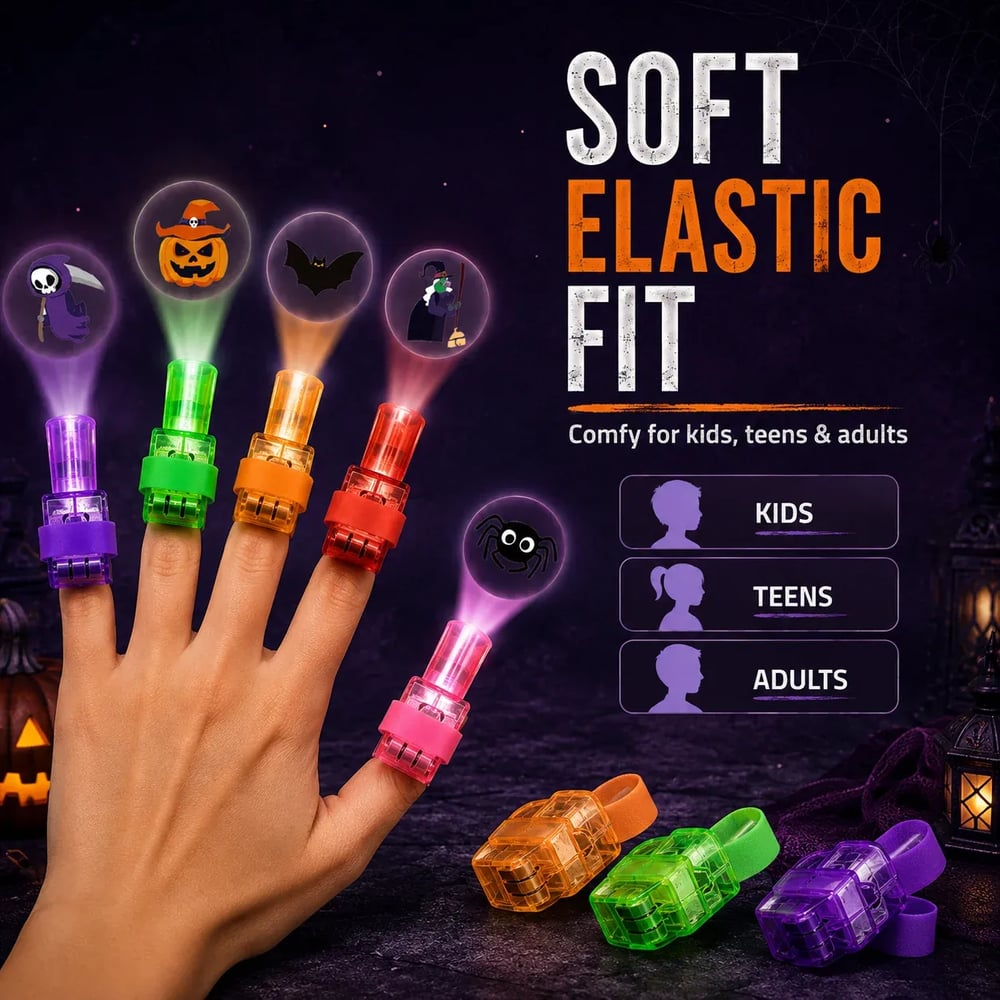 Halloween Pattern Finger Projector Lights (4 pack)
