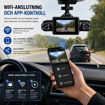 DriveGuard Max™ Dashcam – Full HD-inspelning med flera kameravinklar