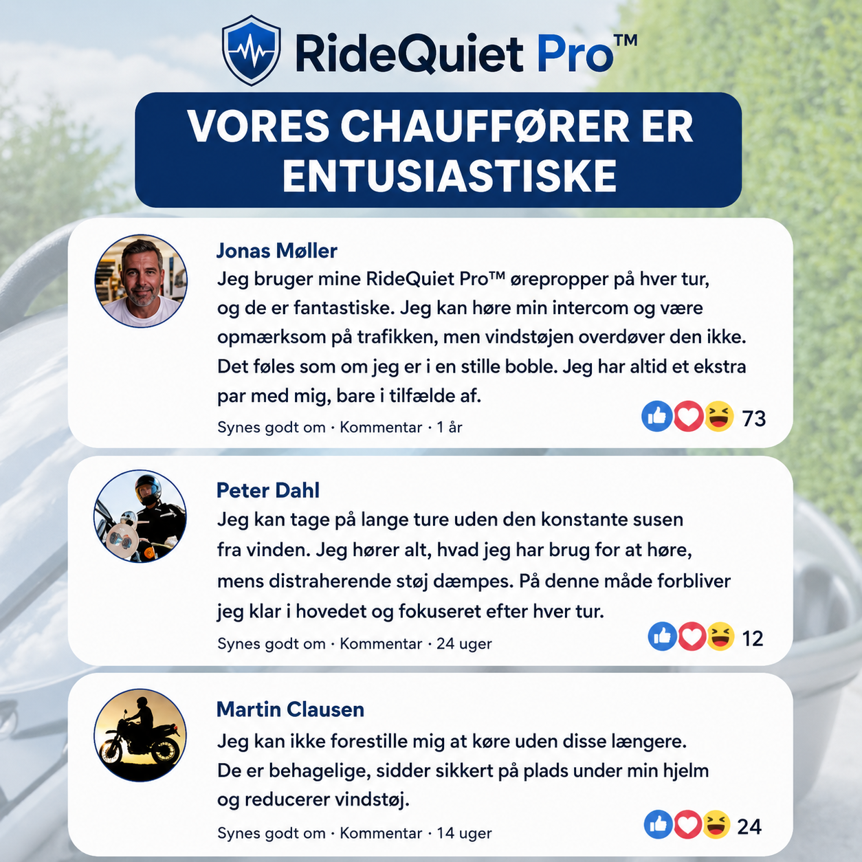RideQuiet Pro™ Motorcykelöronproppar – Hjälper till att minska vindljud under körning