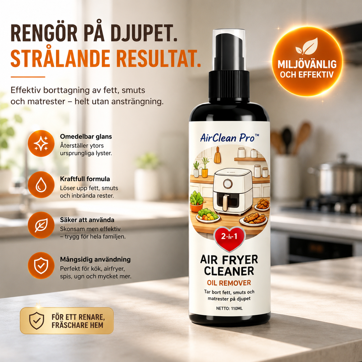 AirClean Pro™ Airfryer-rengöring – Tar bort fett och fastbrända matrester enkelt (3 stycken)