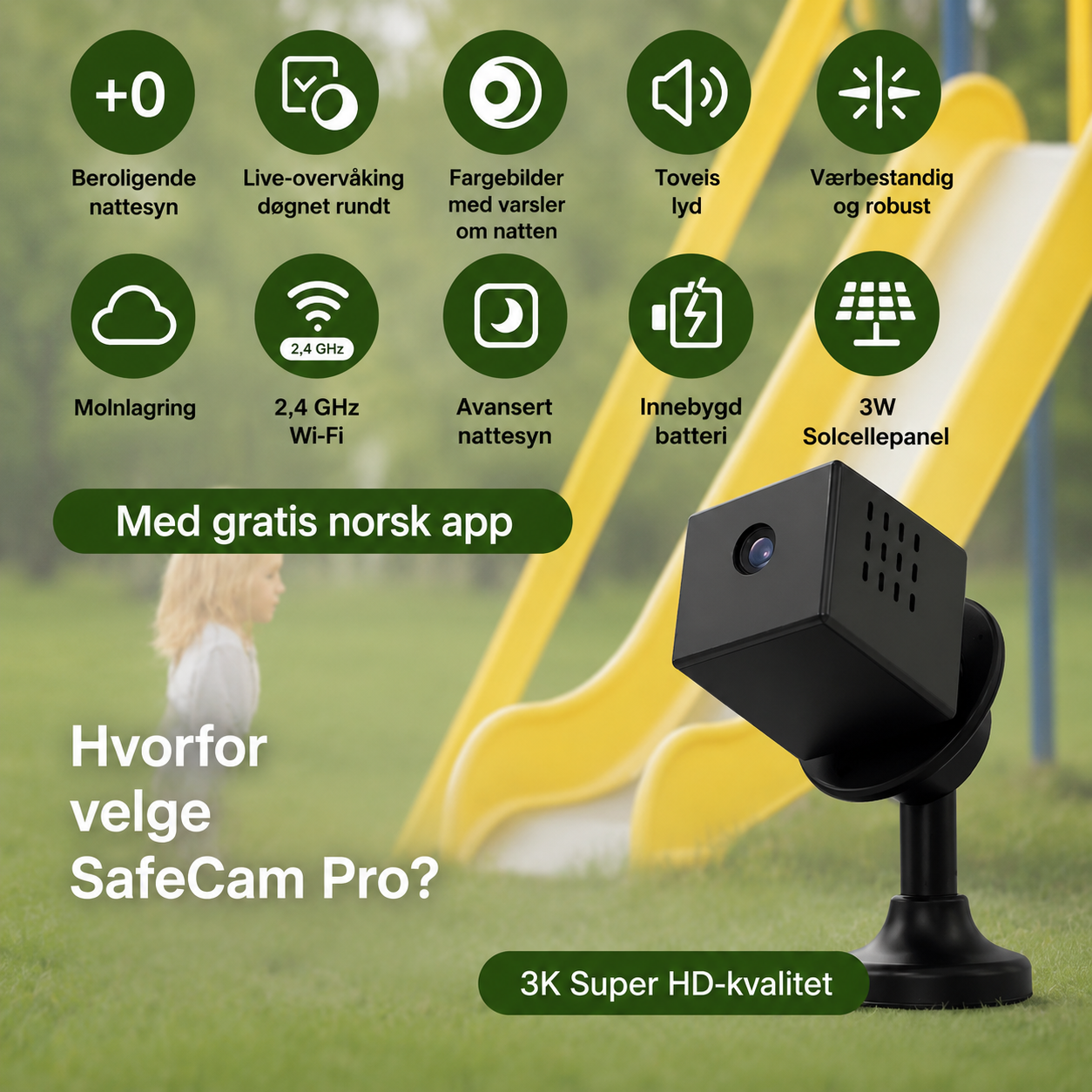 SafeCam Pro™ | Alltid skyddad – även utan internet eller ström