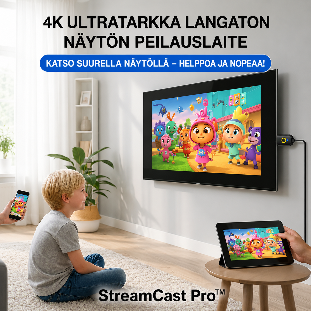 StreamCast Pro™ trådløs skjermdeling – Større bilde, direkte på TV-en din