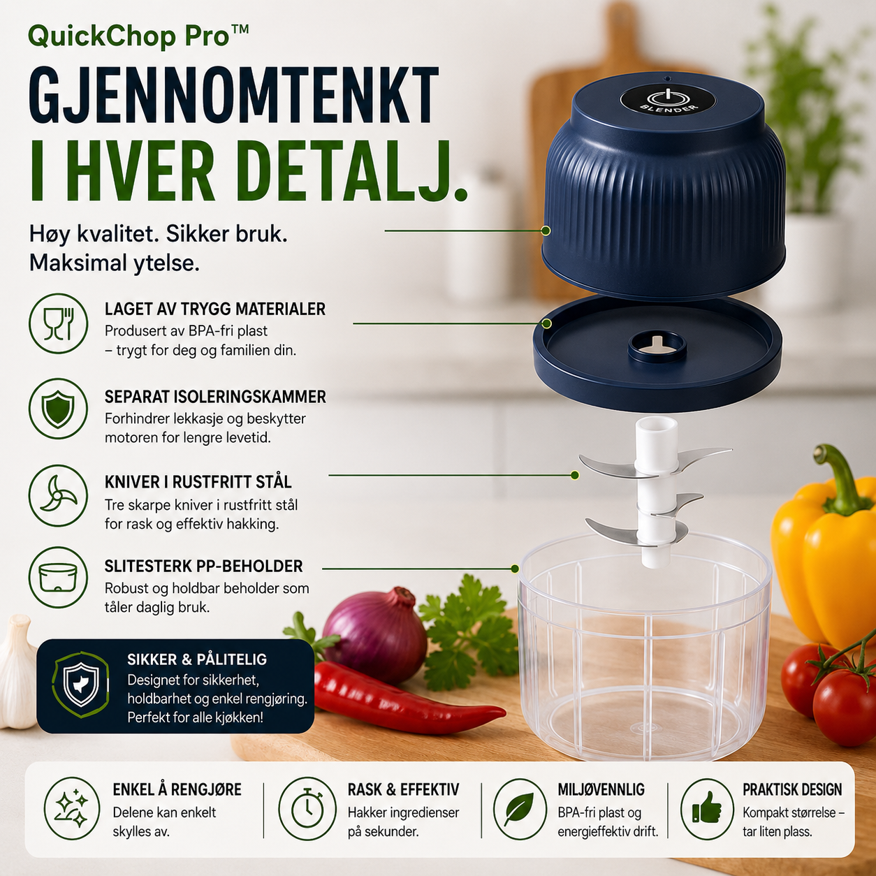 QuickChop™ Minihackare – Trådlös matberedning med ett knapptryck