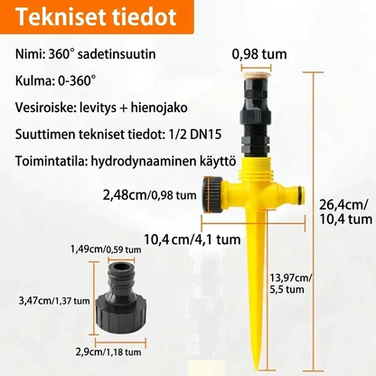 Pyörivä automaattinen kastelujärjestelmä – Puutarhasadetin puutarhaan, nurmikolle ja terassille 🌿💦