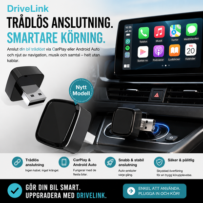 DriveLink Pro™ CarPlay Adapter – Gör Apple CarPlay och Android Auto trådlöst
