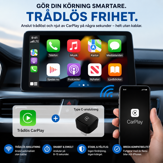 DriveLink Pro™ CarPlay Adapter – Gör Apple CarPlay och Android Auto trådlöst