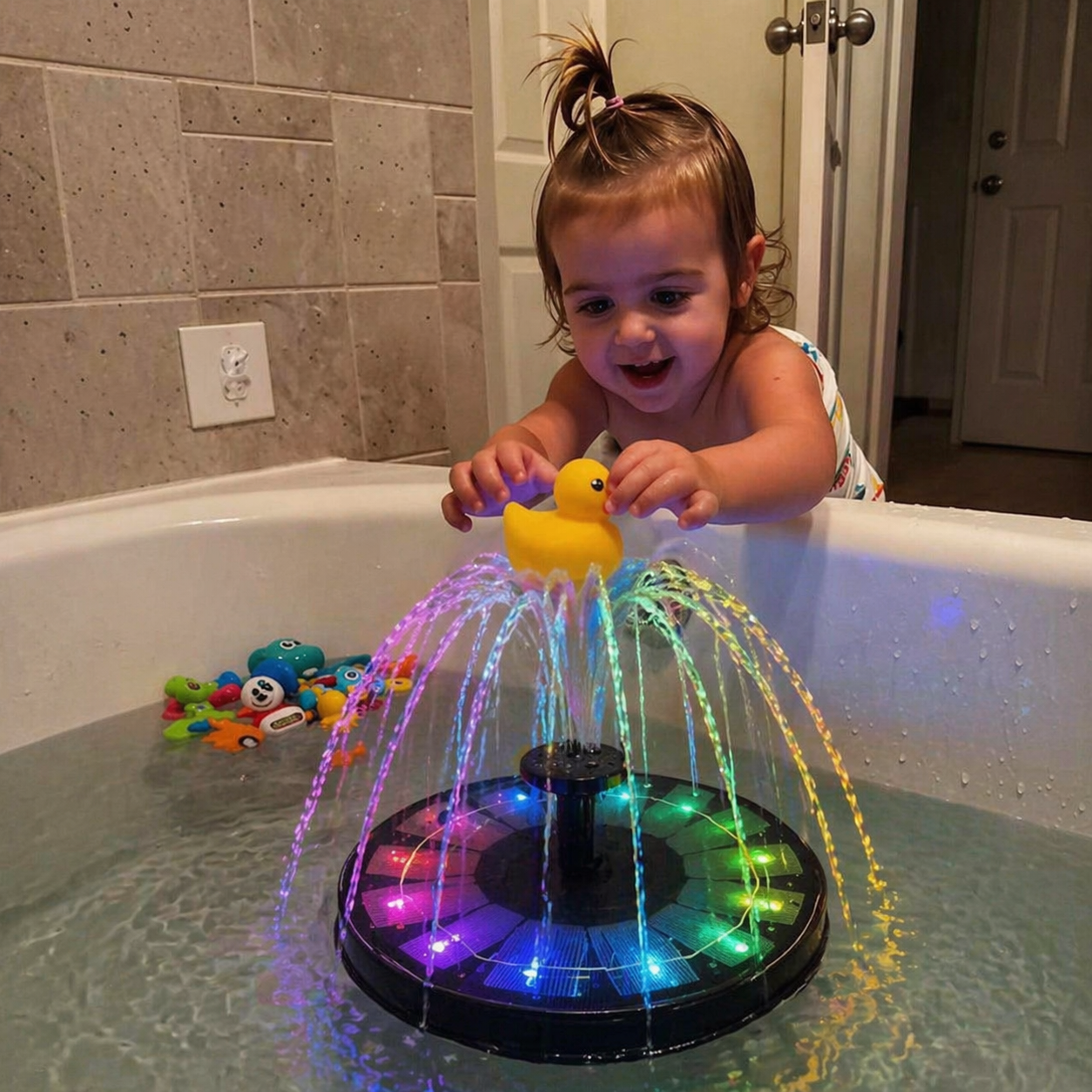 BubbleStream Kids™ Badleksak – Lekfull vattenfontän för bad, balja och utomhuslek