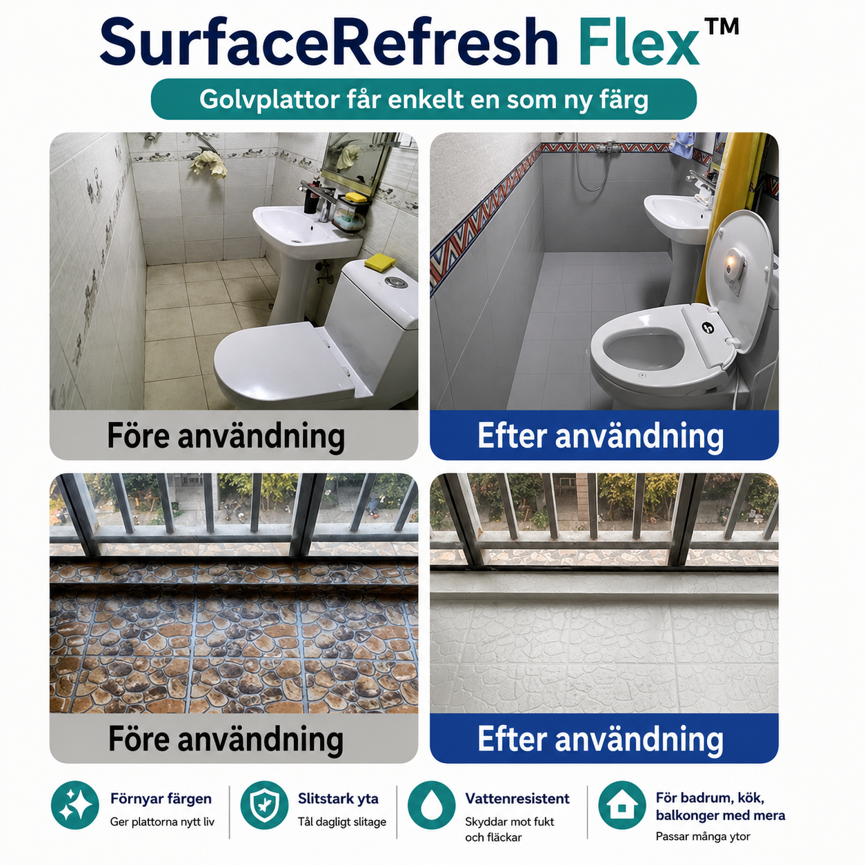 SurfaceRefresh Flex™ Renoveringsfärg – Skyddande yta för kakel och badkar