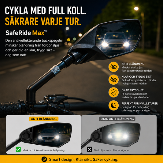 SafeRide Max™ Styrelspegel – Eliminera döda vinklar och cykla säkrare