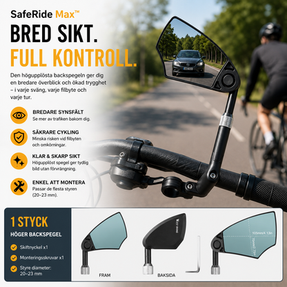 SafeRide Max™ Styrelspegel – Eliminera döda vinklar och cykla säkrare