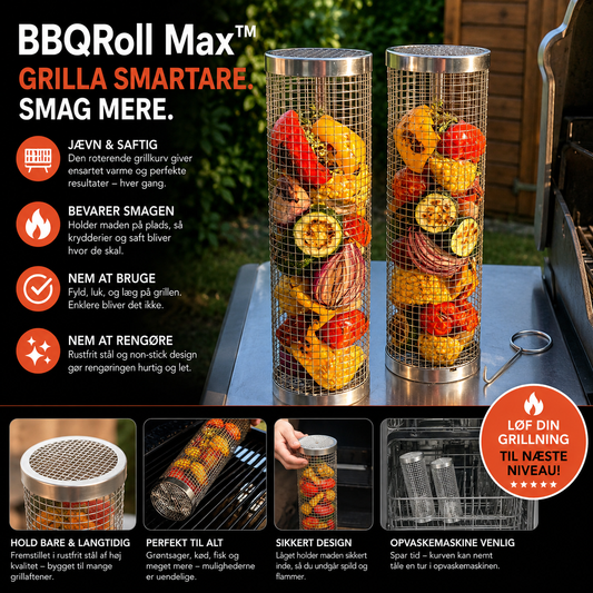 BBQRoll Max™ Grillkorg – Rostfritt stål för jämn grillning utan spill ( 30 X 90 CM)