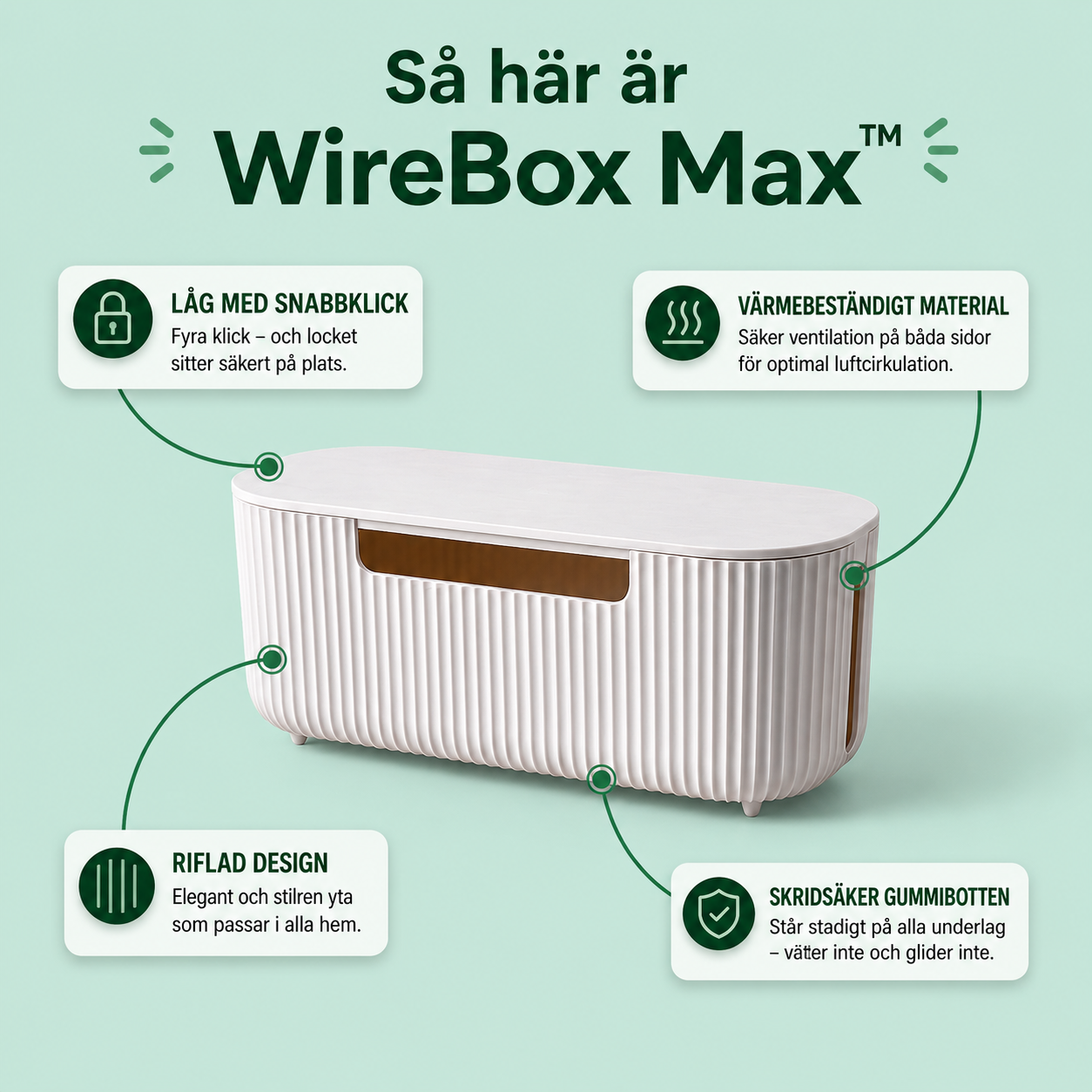 WireBox Max™ Kabelbox – Smidig förvaring för skrivbord, hem och kontor