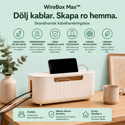 WireBox Max™ Kabelbox – Smidig förvaring för skrivbord, hem och kontor