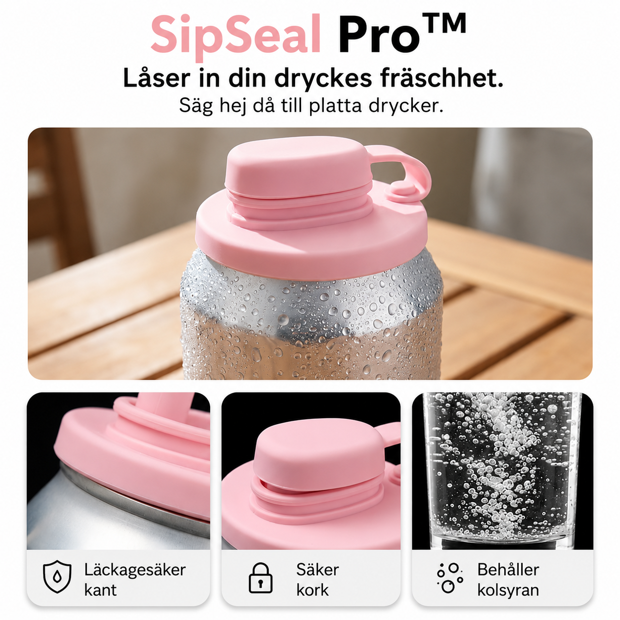 SipSeal Pro™ Burklock – Skydda drycken med silikonlock och sugrörsöppning
