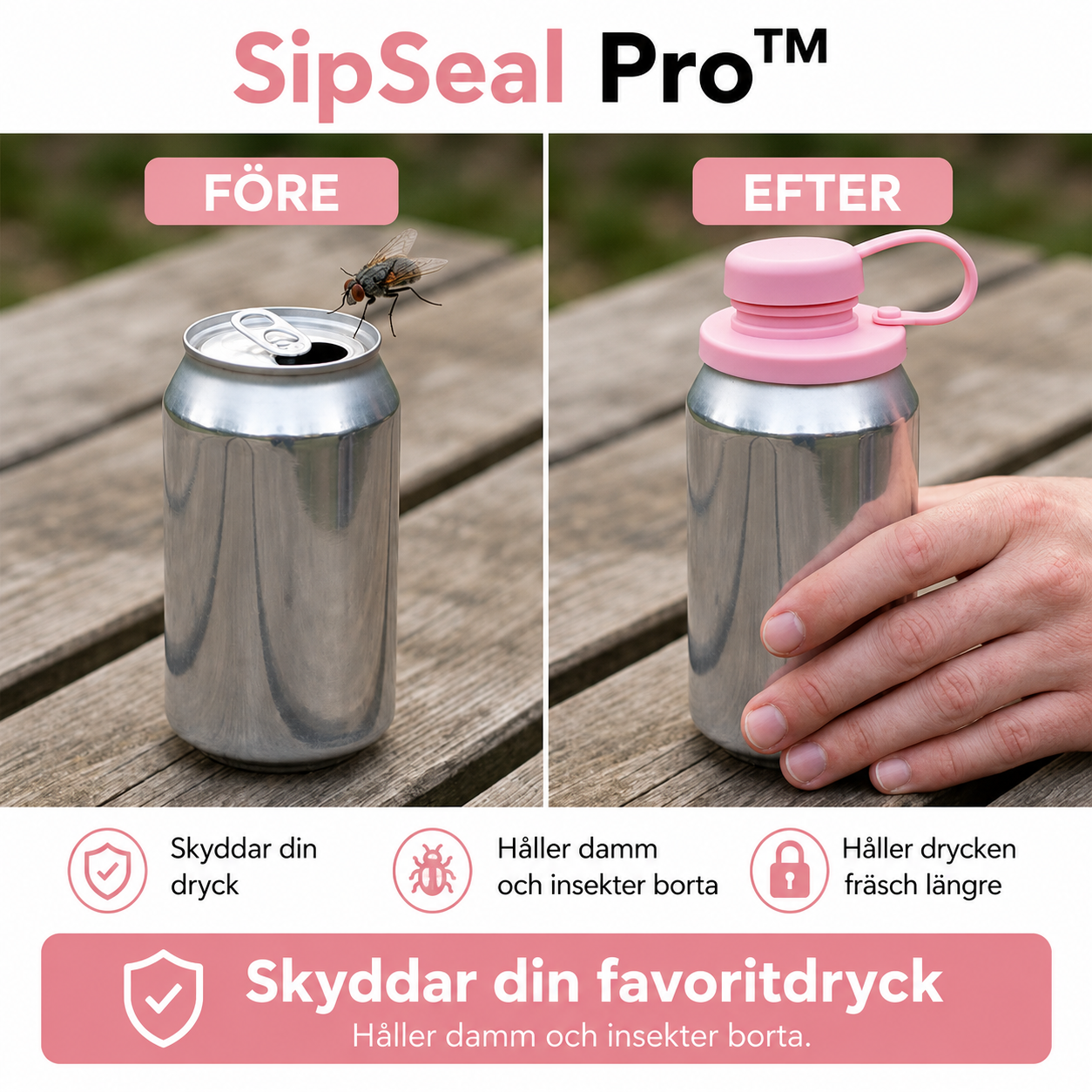 SipSeal Pro™ Burklock – Skydda drycken med silikonlock och sugrörsöppning