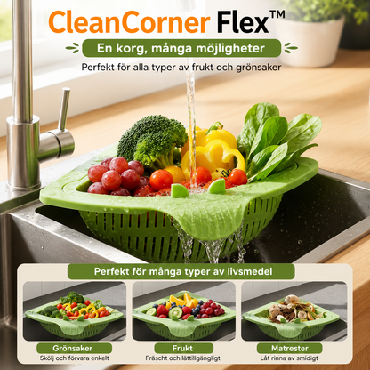 CleanCorner Flex™ Diskbänkssil – Magnetisk hörnförvaring för en prydligare vask