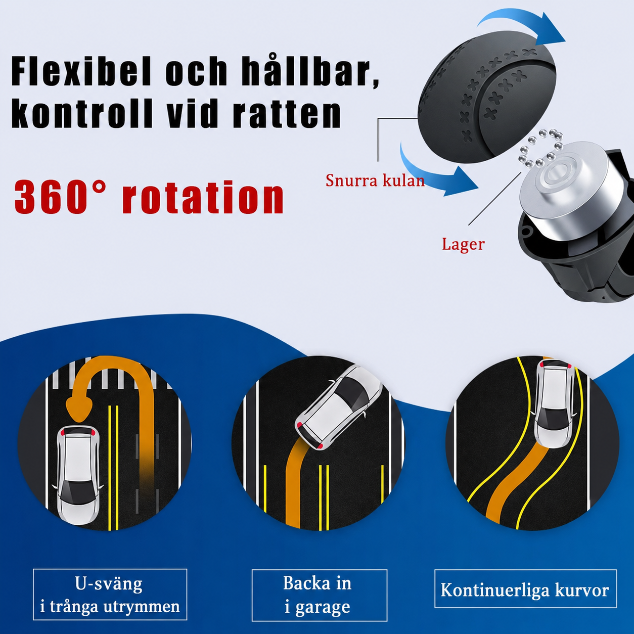 SteerAssist Flex™ Rattgrepp – Universell rattknopp för enklare manövrering