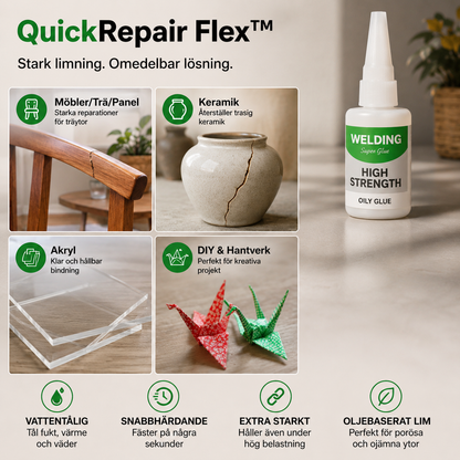 QuickRepair Flex™ Superlim – Snabbtorkande lim för hem, hobby och reparationer