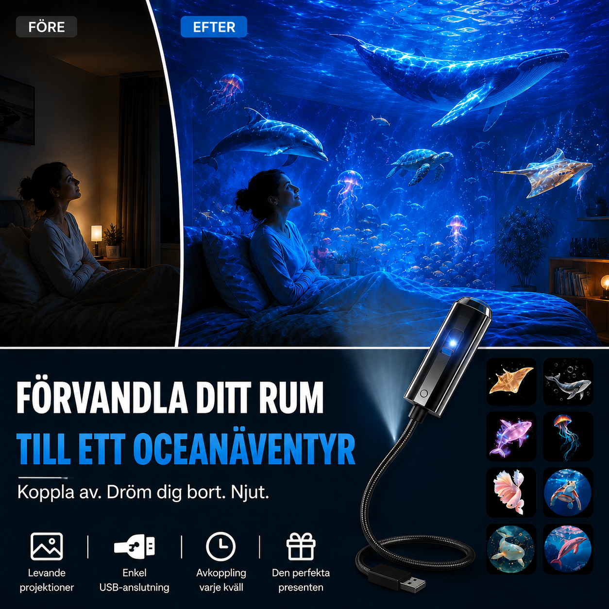 GalaxyBeam Pro™ Stjärnprojektor – Förvandla rummet till en magisk galax