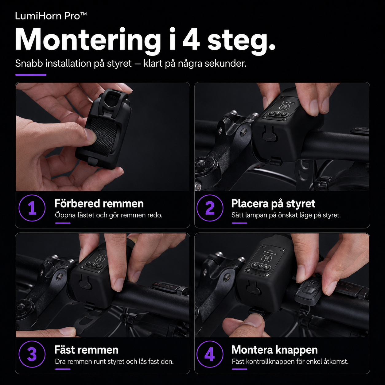 LumiHorn Pro™ Cykellampa med Signalhorn – Belysning och ljudsignal i en enhet