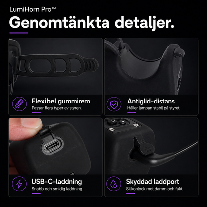 LumiHorn Pro™ Cykellampa med Signalhorn – Belysning och ljudsignal i en enhet