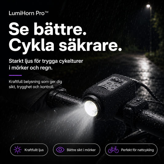 LumiHorn Pro™ Cykellampa med Signalhorn – Belysning och ljudsignal i en enhet
