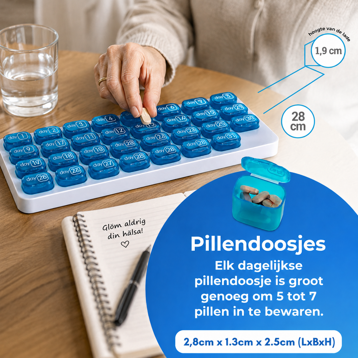 MediMonth Pro™ Pill Organizer – 31 dagars smart förvaring för dagliga rutiner